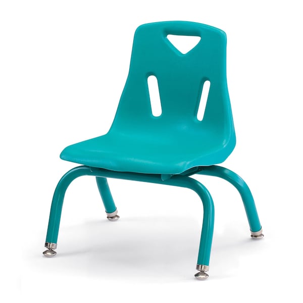 Berries Stacking Chairs with Powder-Coated Legs, 8 in. Ht, Set of 6, Teal
